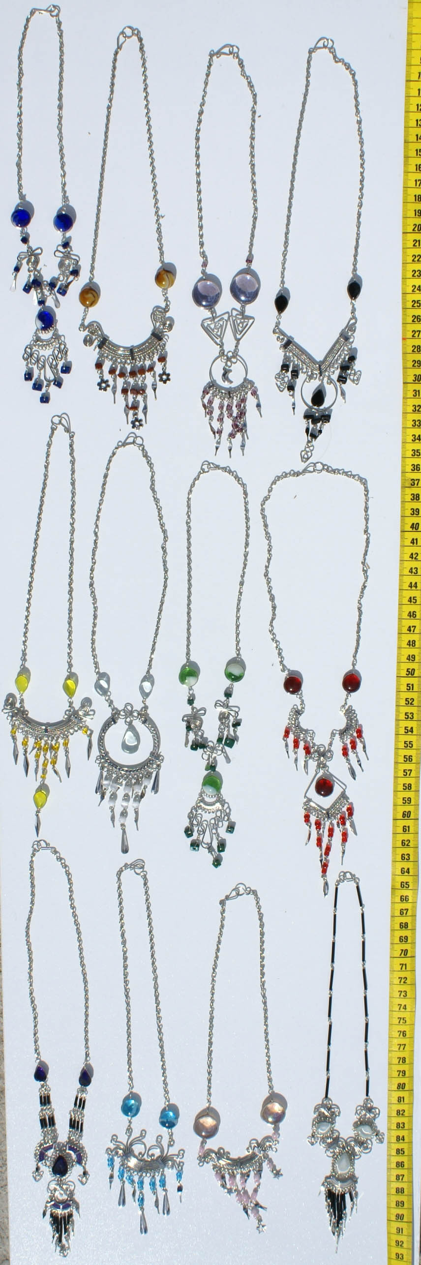 LOT 10 ALPACA SILVER NECKLACES WITH MURANO GLASS